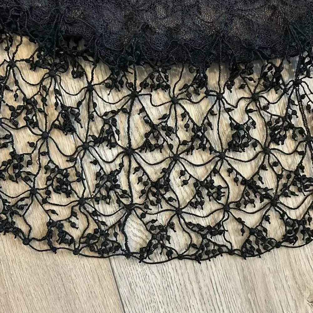 FREE PEOPLE SHEER LONG SLEEVE BLACK TUNIC DRESS COVERUP SIZE SMALL WITH LACE